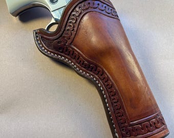The "Classic" Holster For An Early Ruger Vaquero 4.62"..... Old West Style..... Handmade From Saddle Leather.