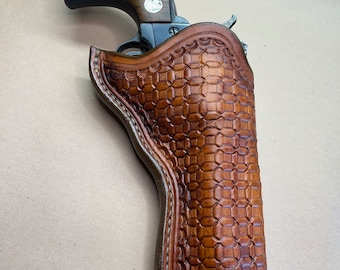 New! The "Forty-Niner" Holster For A Ruger Blackhawk 5.5"..... Traditional Old West Style..... Handmade From Saddle Leather.