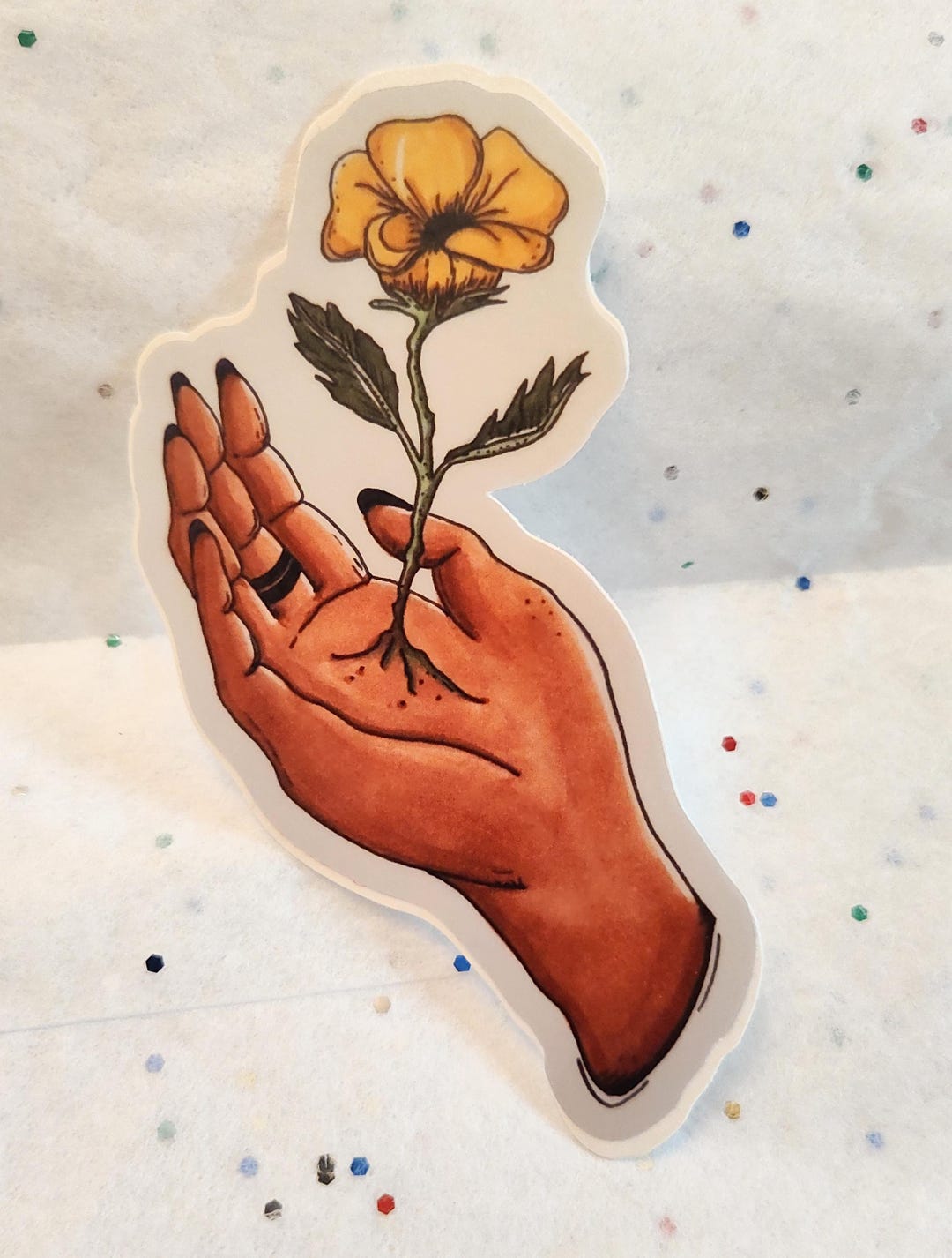Large Hand Sticker Floral Hand Sticker - Etsy