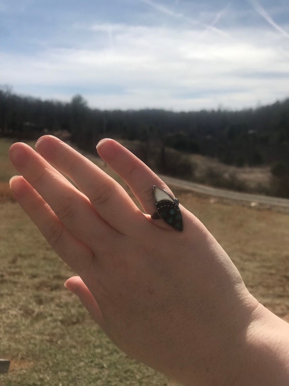 Sterling Turquoise and Mother of Pearl Ring