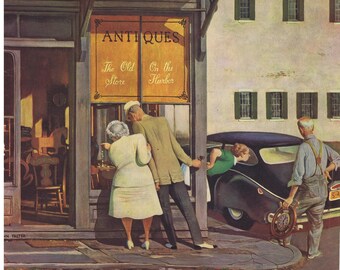 1948 JOHN FALTER Antiques Store Nautical Clock Saturday Evening Post Cover Only