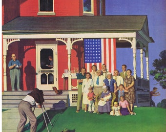 1952 JOHN FALTER Family American Flag Dachshund Saturday Evening Post Cover Only