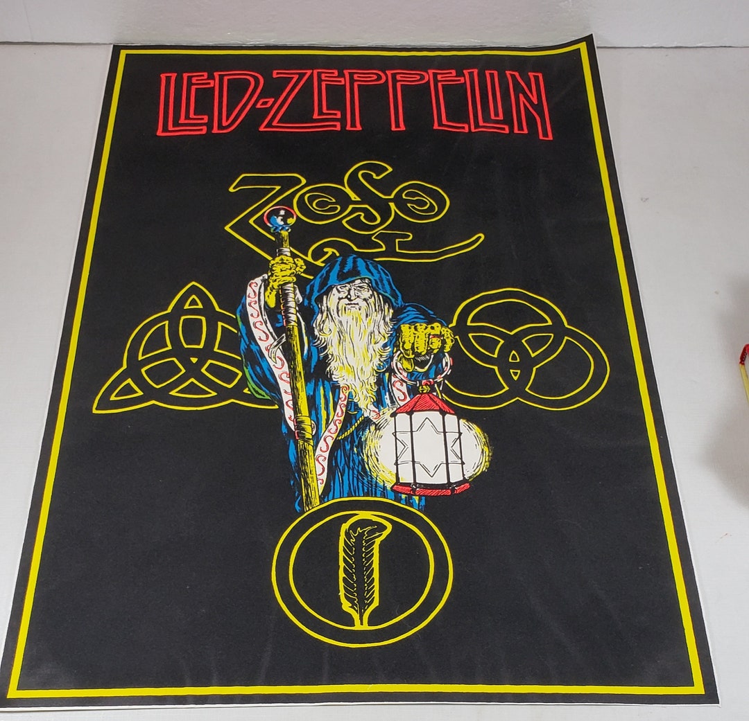 LED ZEPPELIN Black Light Glow Poster 1992 836 Winterland Etsy