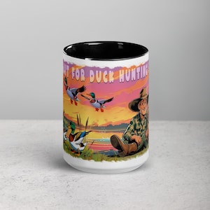 Lass uns auf die Duck Jagdsaison warten Tasse - Jäger Geschenk mit Hund und Enten - 11oz & 15oz Kaffeetasse mit farbigem Griff