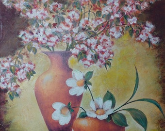 Artistic oil painting of the Flowers in a vase
