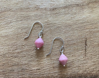Vintage Glass earrings, glass earrings, pink earrings
