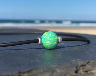 Green Opal Necklace on Neoprene