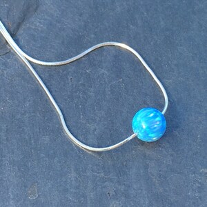 Blue Green Opal Ball Necklace set on 925 Sterling Silver image 2