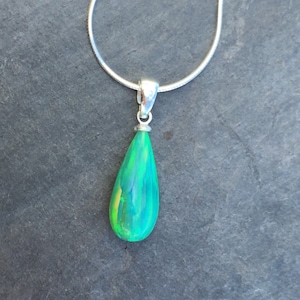 Emerald Green Opal Pendant on 925 Sterling Silver A-cut