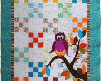 Baby Quilt Pattern PDF // Owl Quilt Pattern PDF // Baby shower Gift // Appliqué Pattern // Child's Quilt Pattern //