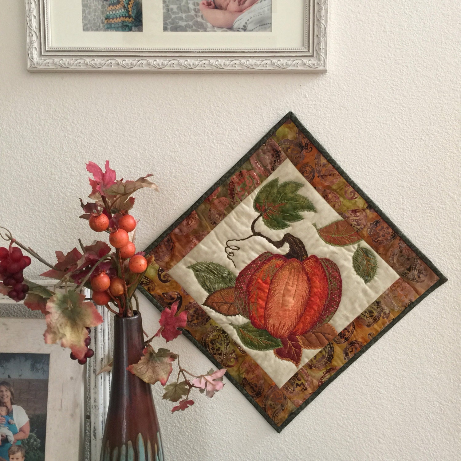 Fall Quilt Pattern PDF // Pumpkin Mini Quilt // Art Quilt Pattern ...