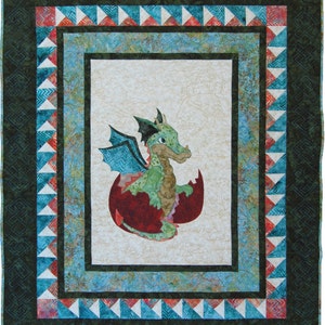 Baby Quilt Pattern PDF // Dragon Quilt // Baby Shower Gift, Baby Boy Quilt Pattern, Appliqué Dragon Pattern, Dragon Wallhanging Pattern
