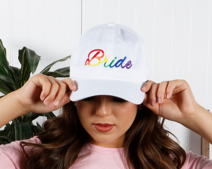 Pride Bride Hat, Gay Pride Dad Hat, LGBT Hat, Lesbian Bride Baseball Cap, Pride Flag Hat, Lgbtq+ Baseball Hat Pride Baseball Hat bride to be