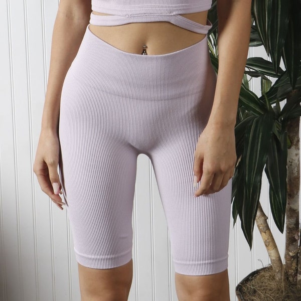 High Waisted Ribbed Biker Shorts, Soft Bike Shorts, Biking Exercise Shorts, Running workout Shorts, Women's Bike Shorts, Spandex Yoga Shorts