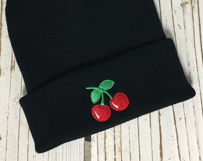 CHERRY Embroidered Beanie Cuffed Cap - Multiple Colors