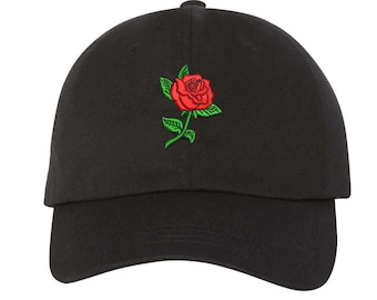 Embroidered Rose Baseball Hat, Spring Baseball Hat, Gift for Flower Lover