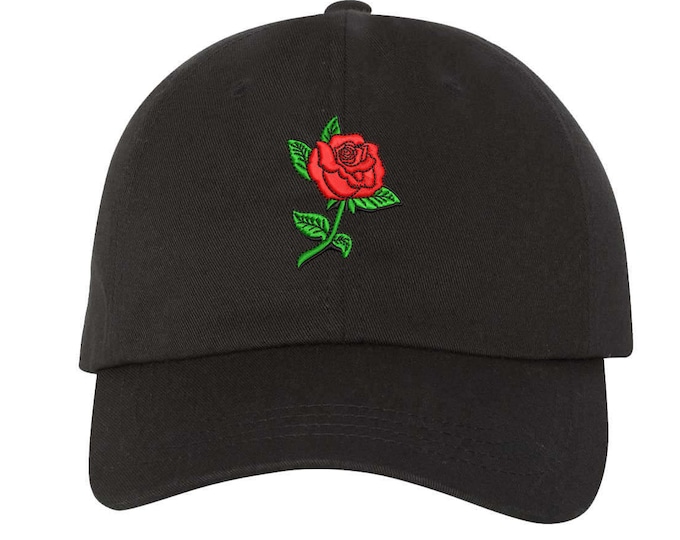 Rose Stem Baseball Hats with Rose embroidered patch Gift for her Unisex Dad Hats Tumblr Red Rose Hipster Cool Hats