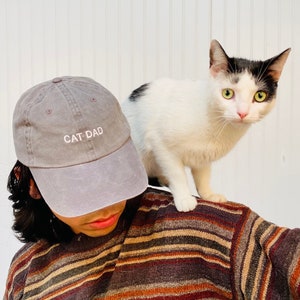 Cat Dad Washed Baseball Hat, Cat Dad Hats, Gift for Cat Dad, Embroidered Baseball Cap, Cat Father Hats, Cat Lover Gifts, Fathers Day Hat