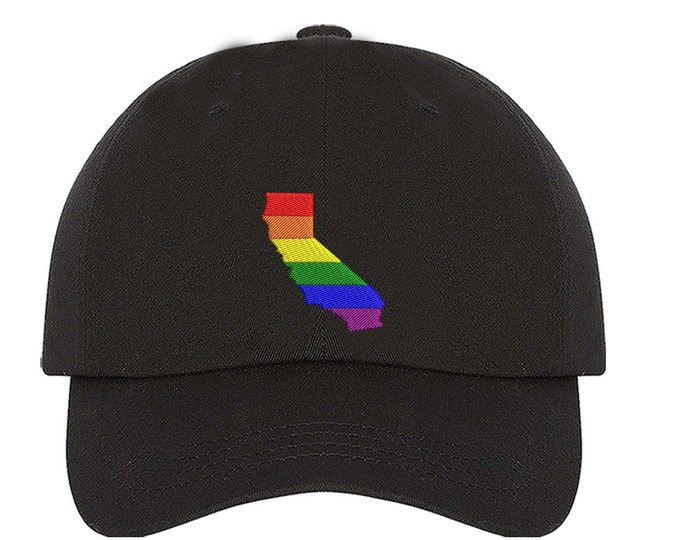 Pride California Map Pride Flag Dad Hat, LGBT Hat, Rainbow Baseball Hat, Pride Baseball Cap, Pride Flag Hat, Lgbtqia Flag Baseball Hat