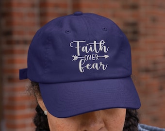 Faith Over Fear Baseball Dad Hat, Faith Hat, Embroidered Dad Hat, Gifts for Her, Religion Hat, Faith Dad Hat, Christian Hat, Faith Cross Hat