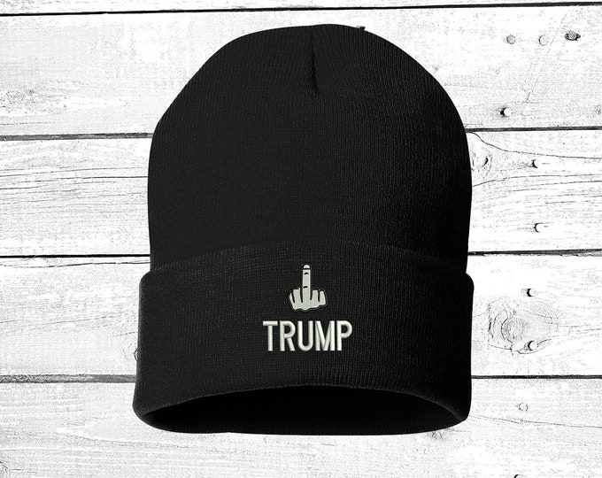 Beanie HatTRUMP MIDDLE FINGER Beanie Anti Trump  Not My President Fuck Trump Cap Women's March Feminist  Long Beanie Black Lives Matter