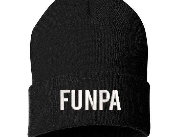 FUNPA Cuffed Beanie Hat, Embroidered Beanie, FUNPA Beanie, Fun Grandpa Beanie, Grandpa Hat, Gifts for Grandpa, Grandfather Gifts, Best Papa