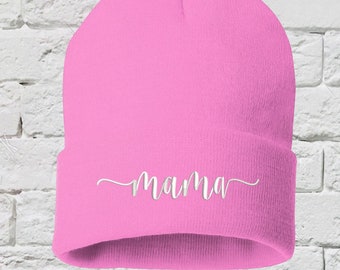 Mama Cuffed Beanie Hat, Embroidered Beanie, Mom Hat, Mom Beanie, Gift for Her, Mothers Day, Mothers Day Gift, Pregnancy Announcement