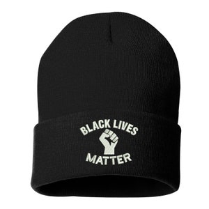 Beanie Hat Black Lives Matter Beanie, BLM Beanie Hat, Women&#39;s March Feminist  Long Beanie Black Lives Matter Hats, Winter Beanie Cap