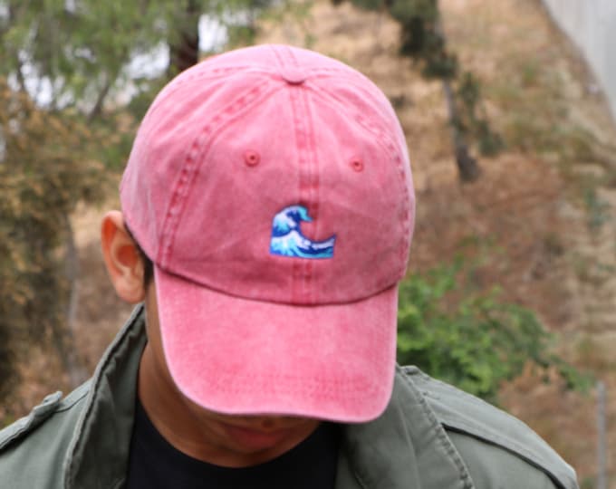 Wave Washed Dad Hat | Wave Baseball Cap, Tumblr Dad Hats, Beach Wave Hat, 90's hat, Summer Cap, Sun Hat, Wave Patch Caps Hats