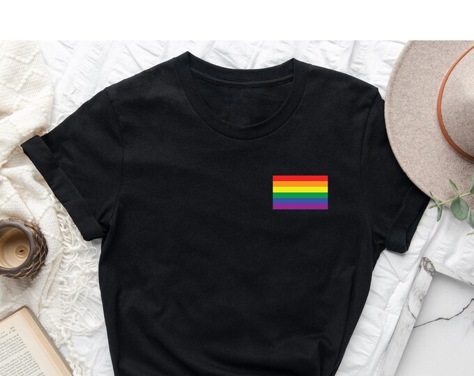 Pride Flag T-shirt, Pride Crewneck, Pride Parade Tshirt, Oversized Tshirt, LGBTQ Tshirt, Scoop neck Tee, Rainbow Flag Tee