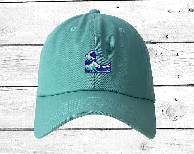 Cap WAVE Symbol Baseball Hat Embroidered Wave Dad Hat Sea Lover Gift  Baseball Cap Beach Hat Low Profile Curved Bill Sun Hat Unisex Hats