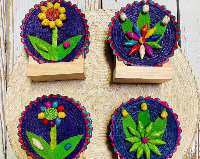 Handwoven Napkin Holder, Mexican Napkin Holder, Flower Napkin Holder, Rainbow Storage, Colorful Housewarming Gifts, Fiesta Decor