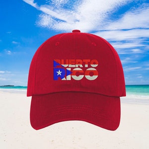 Puerto Rico Strong Flag Baseball Hat Puertorican Festival Hats Puertorican Flag Embroidered Baseball Cap, Puerto Rico Dad Hats, Boricua Hats