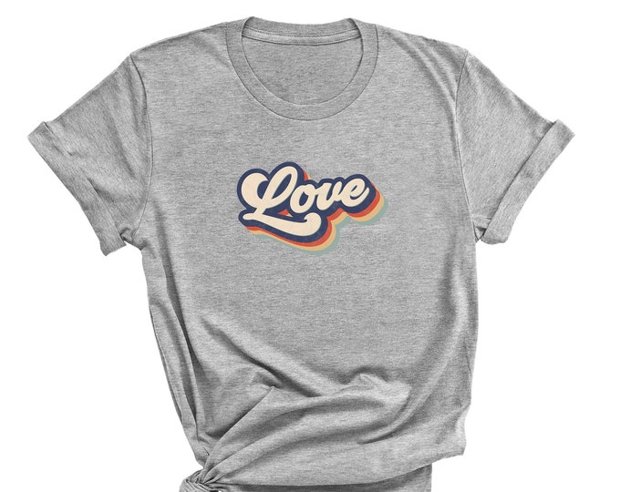 Love Retro Unisex Tee, Women Crewneck,  Love Tee, Valentines Day Matching Couples T-shirt, Oversized Tshirt