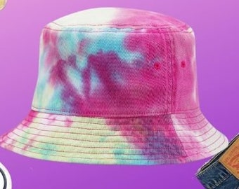 Tie Dye Bucket Hat, Pastel Sun Hats, Fisherman Bucket Hats, Hippie Bucket Hat, Summer Bucket Caps, Tie Dye