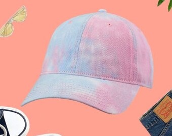 Tie Dye Unisex Baseball Hat, Cotton Candy Hat,Unisex Baseball Cap, Pastel Colors Hat, Tie Dye Dad Hat, Baseball hats for women, Tie dye Cap