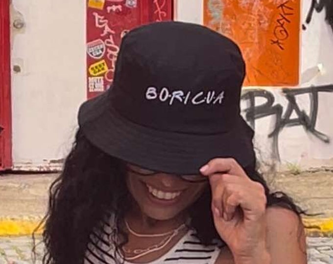 Boricua Bucket Hat, Unisex Embroidered Hat, Puerto Rican Bucket Hat, PR Hat, Unisex Beach Bucket Hats, Custom Made Cap, Friends Font Hat