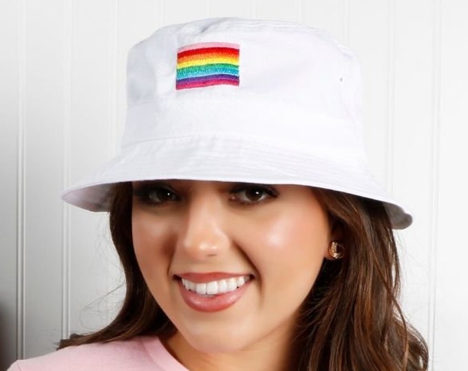 Pride Flag Bucket Hat OG Pride Logo 1978 Bucket Hat, Pride Sun Hats,Embroidered Hat, Unisex Introvert Bucket Hats, LGBTQ+ Bucket Caps Hat