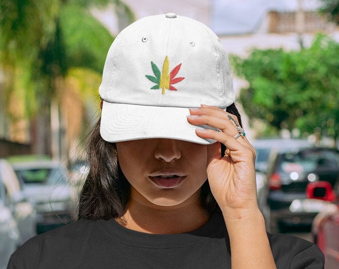 Rasta Bud Dad Hat, Weed Leaf Dad Hat, Embroidered Dad Hat, Gift for Her, Gift for Him Rasta Baseball Cap, 420 Dad Hats, Marijuana Dad Hats