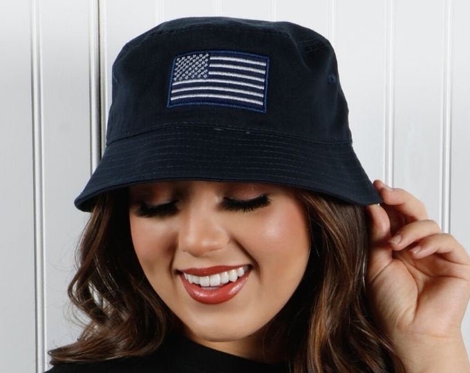 USA Flag Patch Bucket Hat, American Embroidered Hat, USA Flag Bucket Hat, America Hat, Unisex  Bucket Hats,  Custom Made Cap, Patriotic Hat