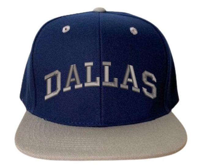 Dallas Flat Bill Snapback Cap Hat Your Initial Caps with Custom Letters Initials Flat Bill Snapback Custom Embroidered Caps for Men,