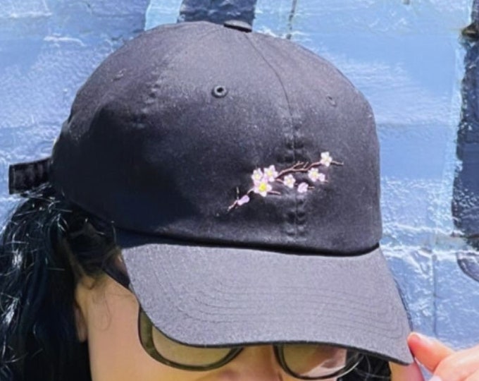 Cherry Blossom Baseball hat, Flower Embroidered Baseball Cap Flower winter hats, Cherry Blossom Lover Gift for mom, Baseball Hats