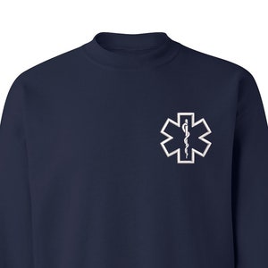 Paramedic Star Crewneck Sweatshirt, Gift for Her, Paramedic Pullover Sweater, Unisex Winter Sweatshirt, First Responder Gift, EMT Sweatshirt NAVY