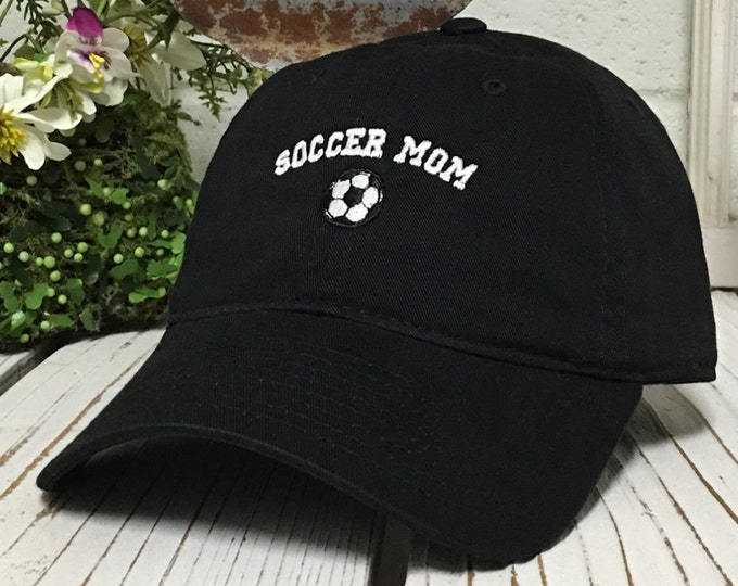 Soccer Mom Baseball Hat Low Profile Embroidered BLACK Baseball Caps Dad Hats White Thread