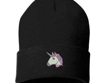 Adult Horse Embroidered Cuffed Knit Beanie Cap
