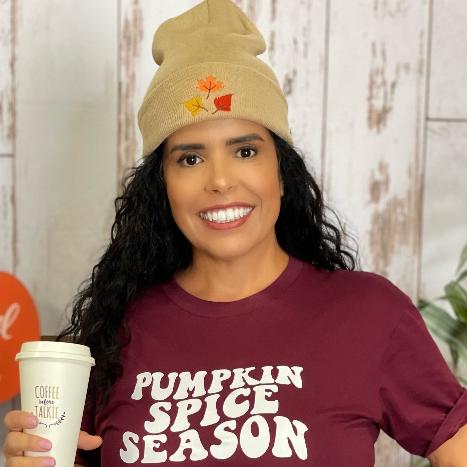 Fall Leaves Beanie Hat Winter Hat Embroidered Beanie Cuffed Etsy