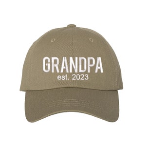 Funny Grandpa Est. 2023 Hat - Adjustable Baseball Cap, 3D Embroidered, Cotton, Gray, One Size Fits All, Perfect First-Time Grandpa Gift