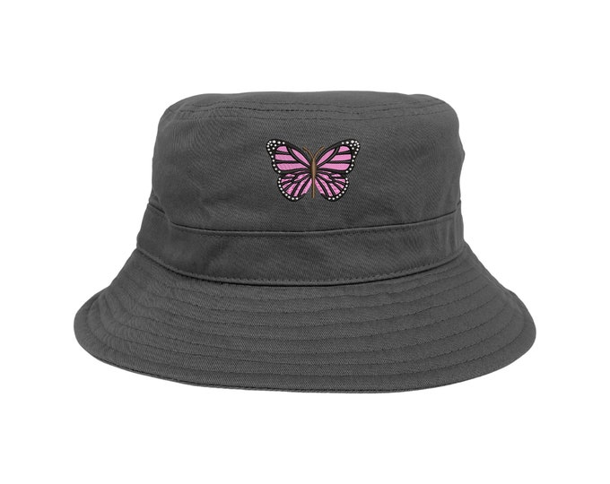 Butterfly Bucket Hat, Butterfly Embroidered Hats, Fisherman Hats, Nature Lover Hats, Unisex Bucket Caps, Wild Life Hat, Butterfly Bucket Hat