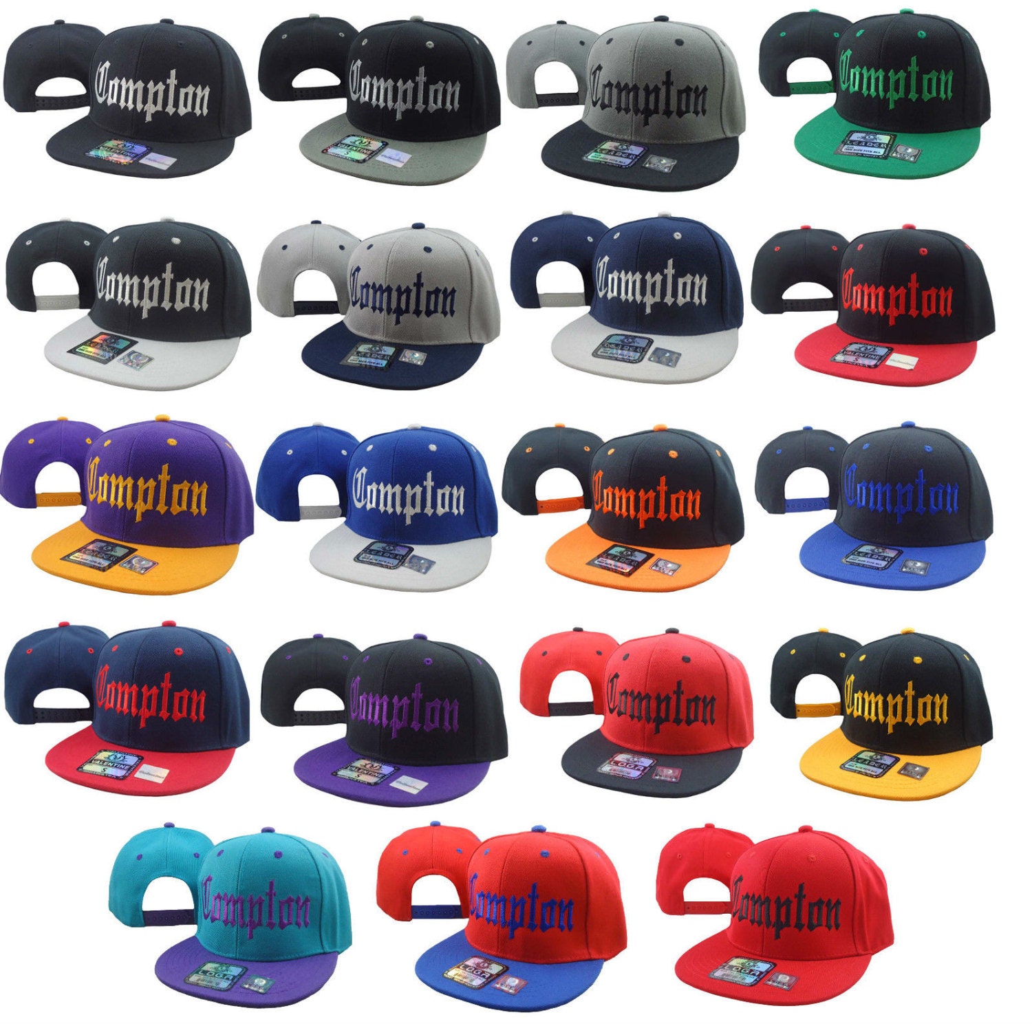 New COMPTON Flat Bill Snapback Baseball Cap Hat Etsy