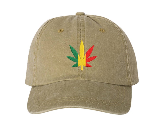 Rasta Bud Baseball Washed Dad Hat, 420 Dad Hat, Rasta Baseball Caps, Gifts for Her, Weed Baseball Hat, Unisex Dad Hat, Cannabis Leaf Hats